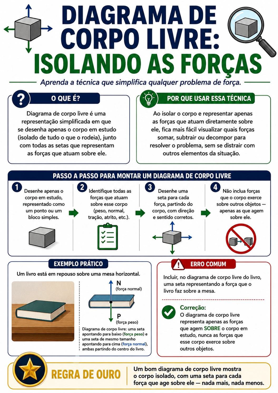 Exemplo de página visual de Forças e Leis de Newton 3